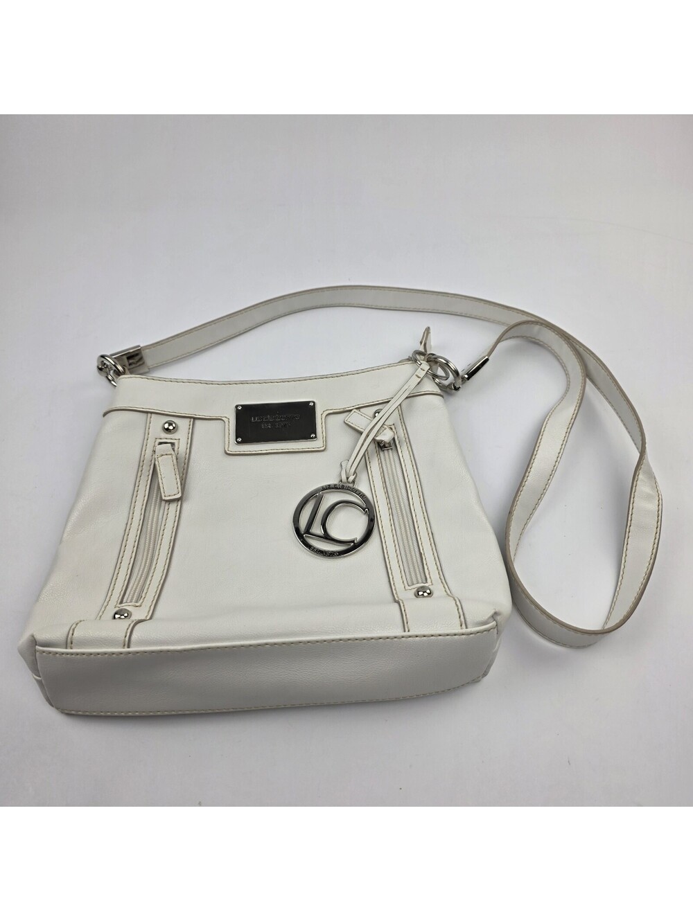 Liz Claiborne White Multi Compartment Shoulder Bag Purse Spring Summer